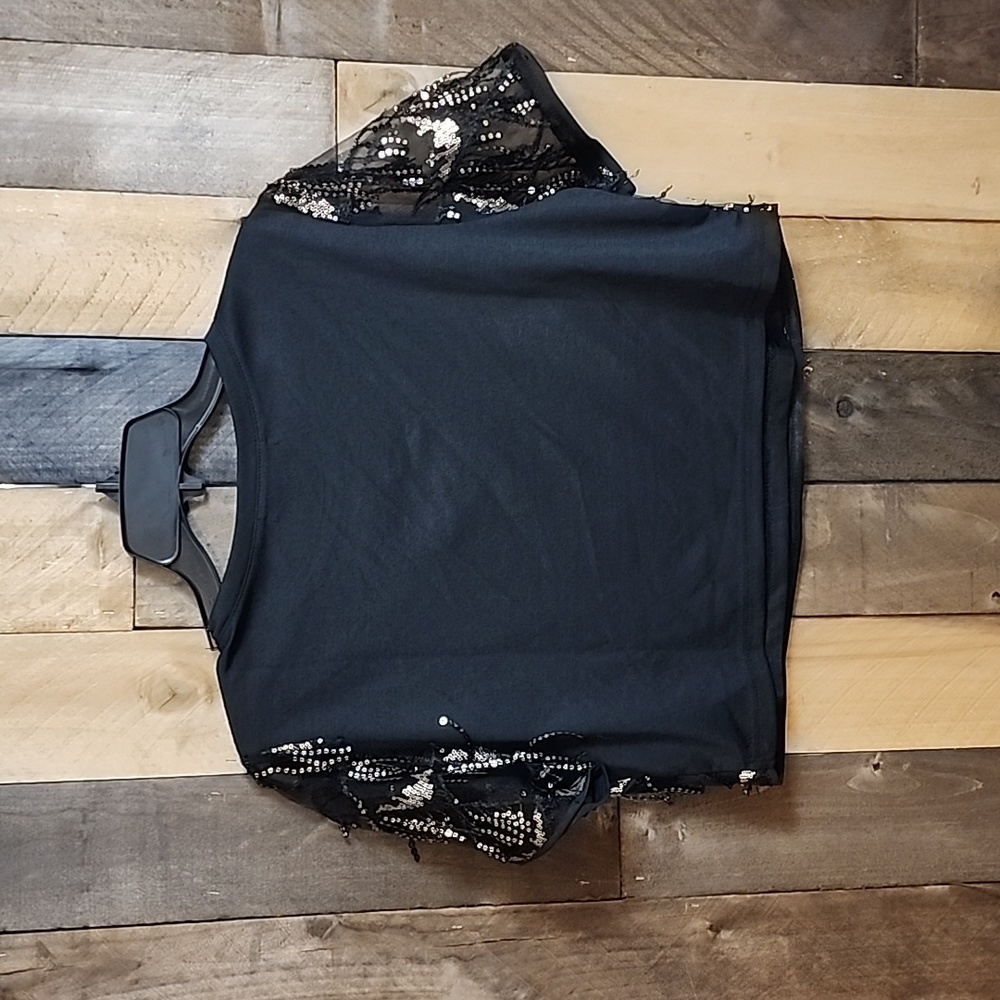 Allegra K Sequin Shiny Crop Top Size L - Picture 6 of 6